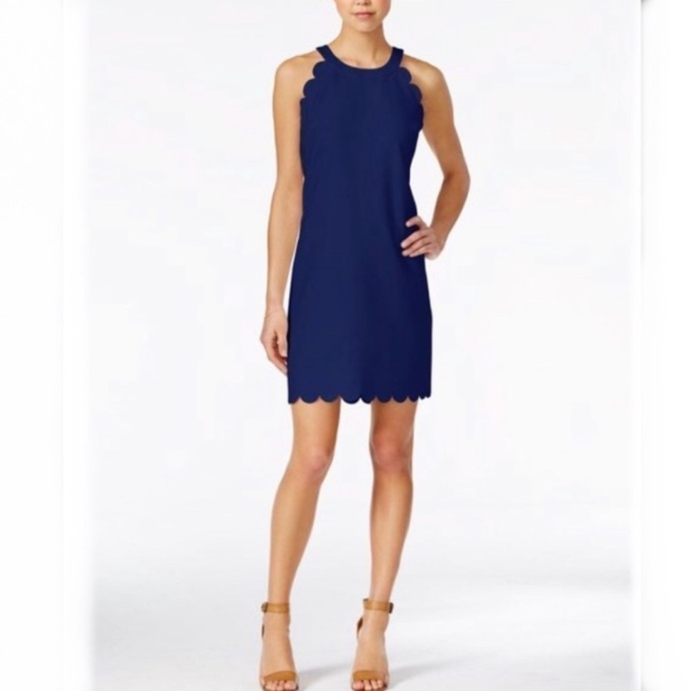 Maison Jules Scallop Edge Halter Dress Navy Blue Sz XS - Picture 9 of 9
